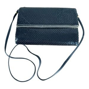 Whiting & Davis Black Mesh Shoulder Bag Vintage 1990s VTG Evening Formal Gatsby